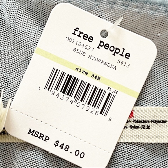 Free People Lucia Underwire Lace Bra Blue 34 B - Picture 8 of 9